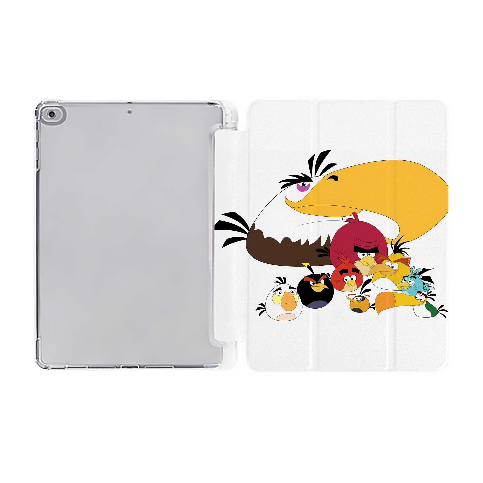 （画像用） Angry Birds アングリーバード IPad ケース ペン収納付き 三つ折りスタンド PUレザー×シリコン 対応機種9.5/10.5/10.9インチ